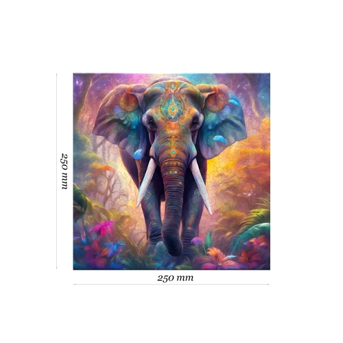 Puzzle Drewniane 25 x 25 cm SŁOŃ 145 Elementów Układanka Drewniana